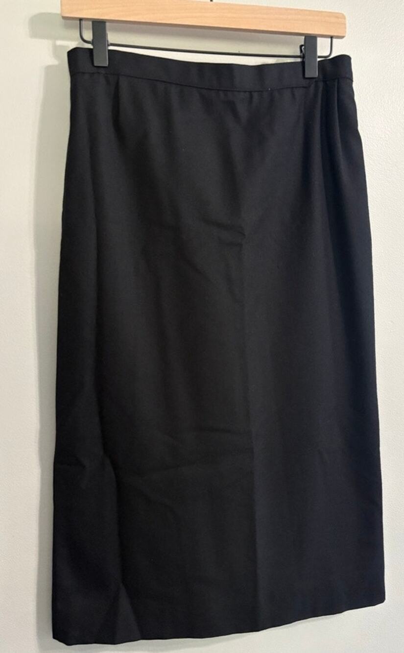 VTG Mort Schrader Black 100% Pure Wool Pencil Skirt Women's Size 8 Made In Korea